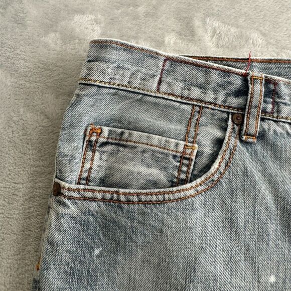 Request Jeans Shorts Mens 36 Blue Cutoff Frayed Distressed 5 Pocket Y2K - Picture 3 of 10